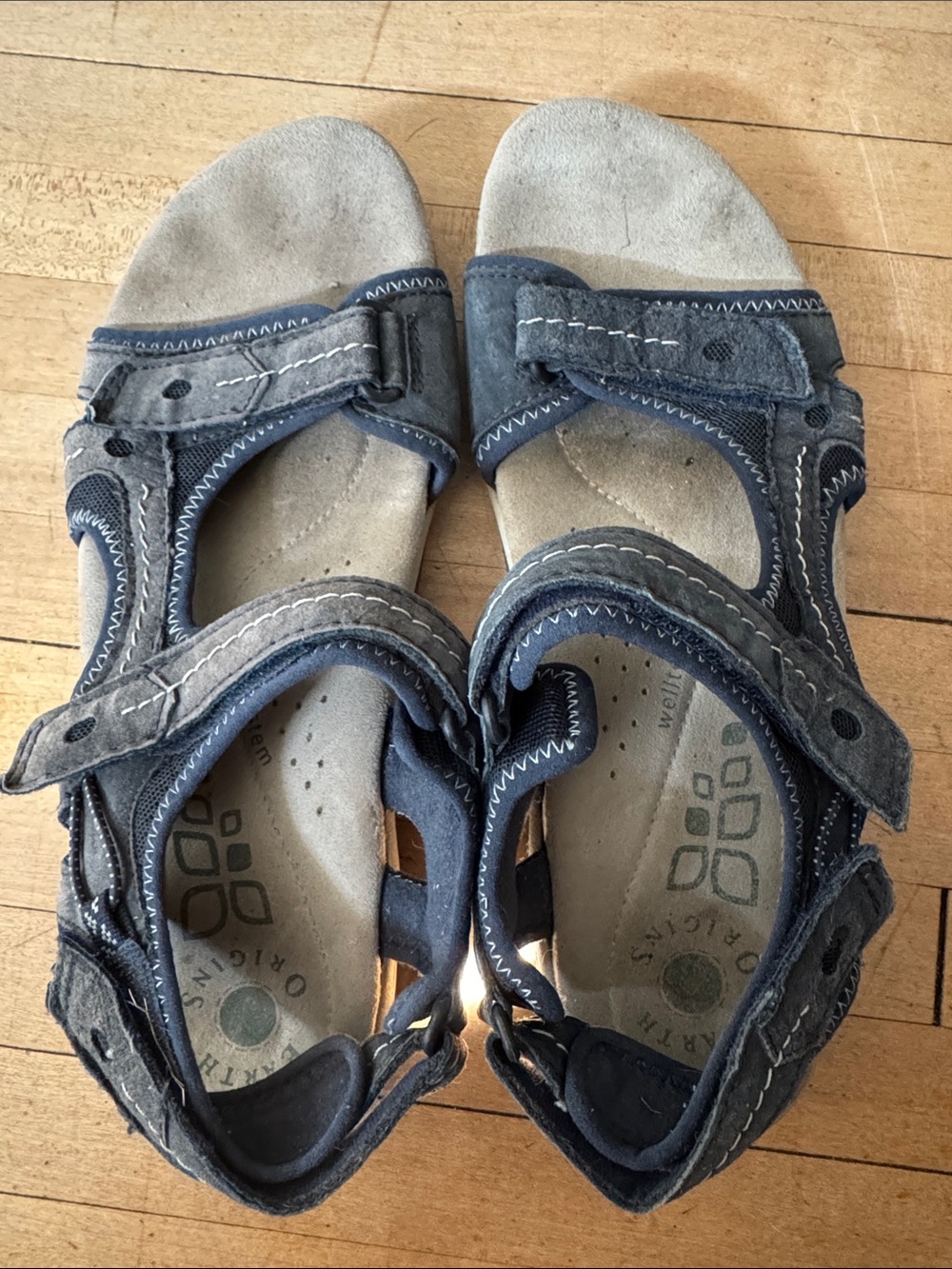 Women's Navy Blue Hook-and-Loop Sandals
